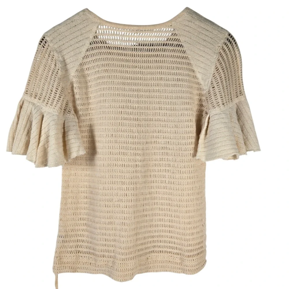 Boho Indie Festival Minimalist Chic Free People Beige Open‑Knit Sweater Size M